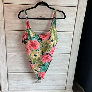 Hurley Floral One Piece Swimsuit - Pink, Yellow, Green